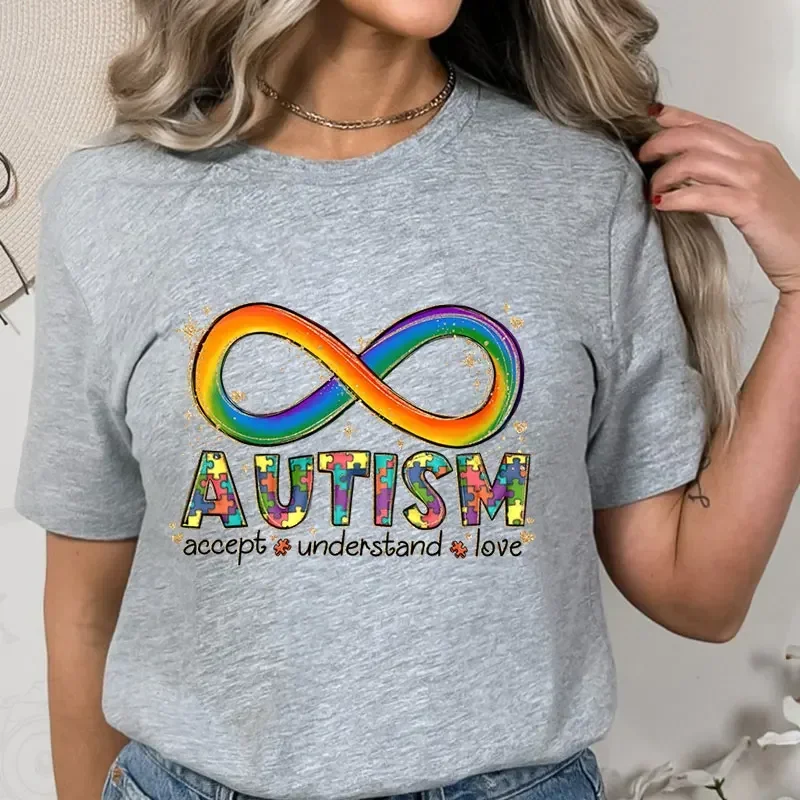 Autism Infinitas Summer T Shirts Fashion Women Tee T-shirts Casual Female Autism Accept Understand Love Graphic T Shirt Clothes