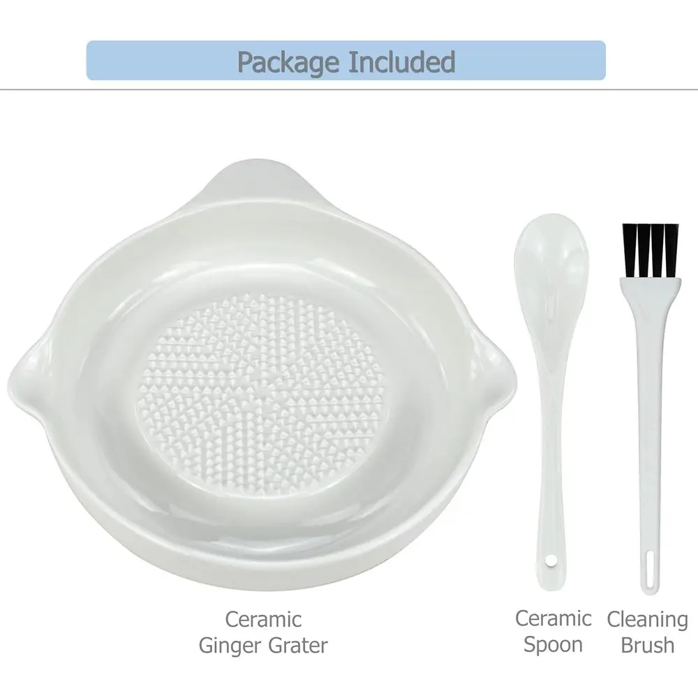 Ginger and Wasabi Grater with Vegetable, Ginger, Garlic, and Cheese Function, Includes Spoon and Cleaning Brush