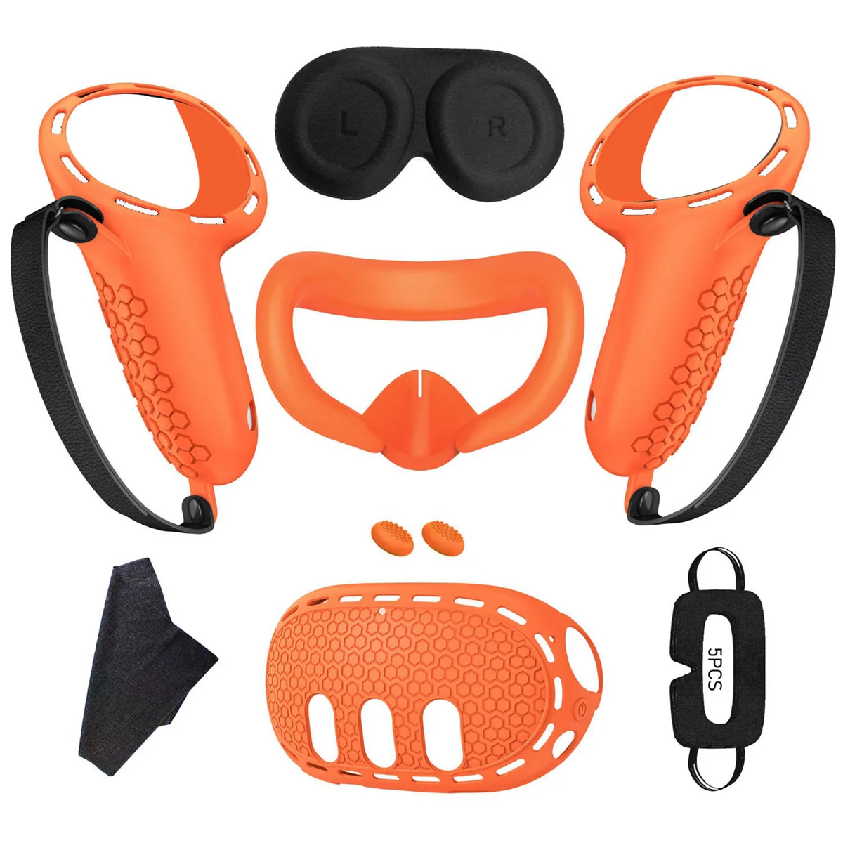 For Meta Quest 3 Silicone Case+Handle Case+Face Cover+Blackout Mask Full Kit Anti-Leakage Nose Pad VR Silicone Case E