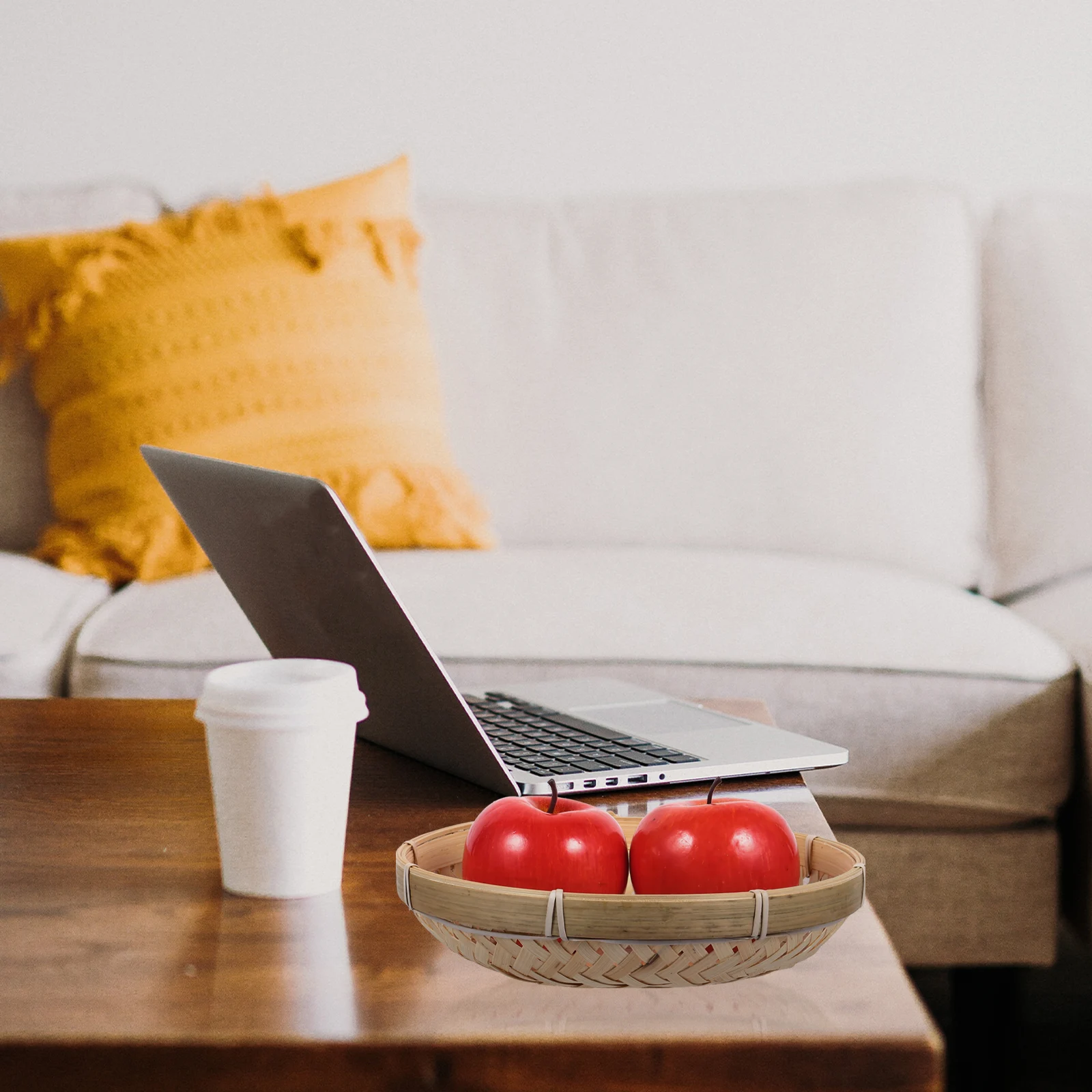

Bamboo Fruit Basket Round Large Hand Braided Storage Tray For Snacks Bread Picnic Woven Food Plate Kitchen Organizer