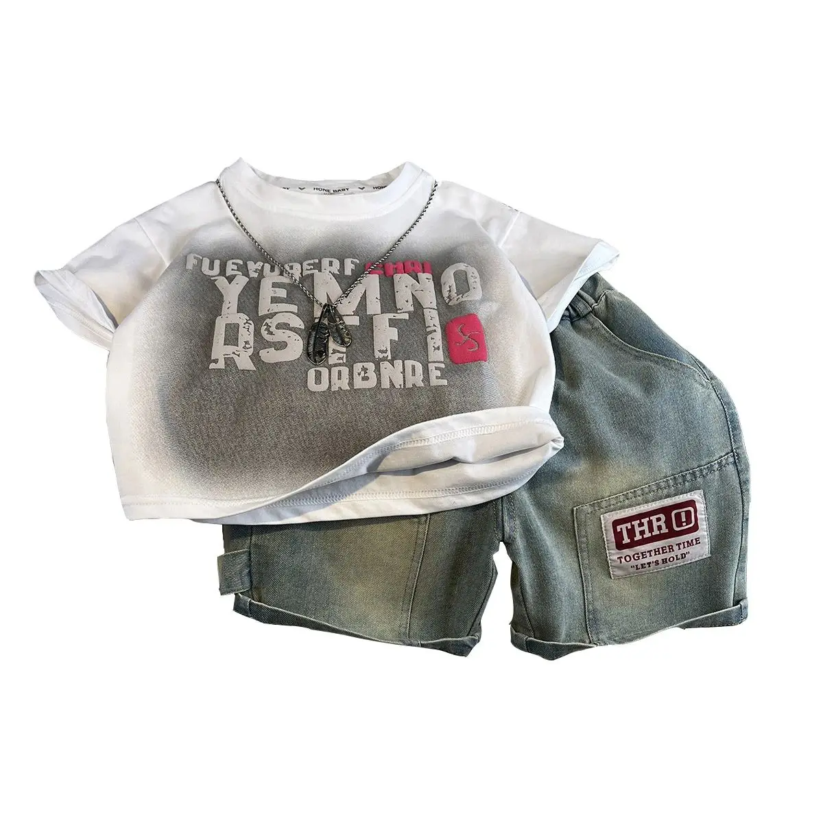 90-150 سنتيمتر الأولاد الصيف دعوى جديدة باردة وسيم الأطفال طفل القطن الخالص قصيرة الأكمام تي شيرت السراويل 2 قطعة #3