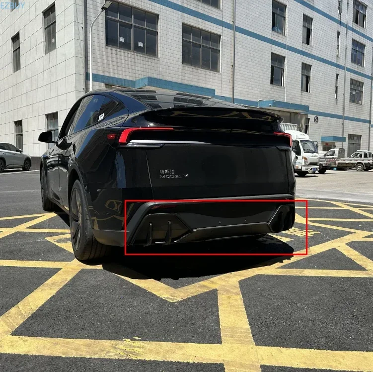 Rear Bumper Diffuser Lip For Tesla Model Y 2025 Juniper Rear Diffuser with Shark Fin Design PP Material Accessories