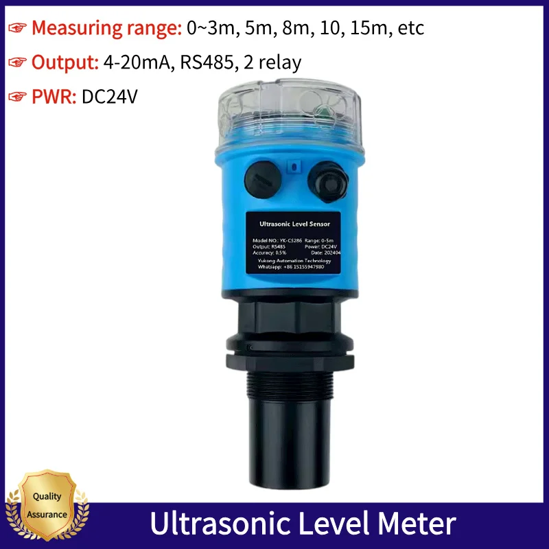 Non Contact Ultrasonic Level Meter Quality Oil Diesel Fuel Tank Level Sensor 4-20mA RS485 2 Relay Liquid Water Level Transmitter