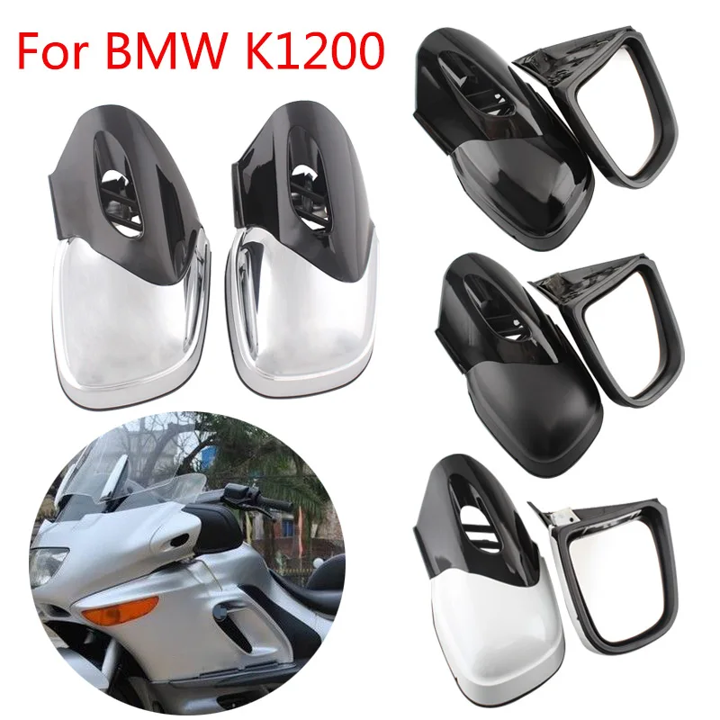 Motorcycle Rearview Side Mirrors Black & Chrome For BMW K1200 K1200LT K1200M 1999-2008 2000 2001