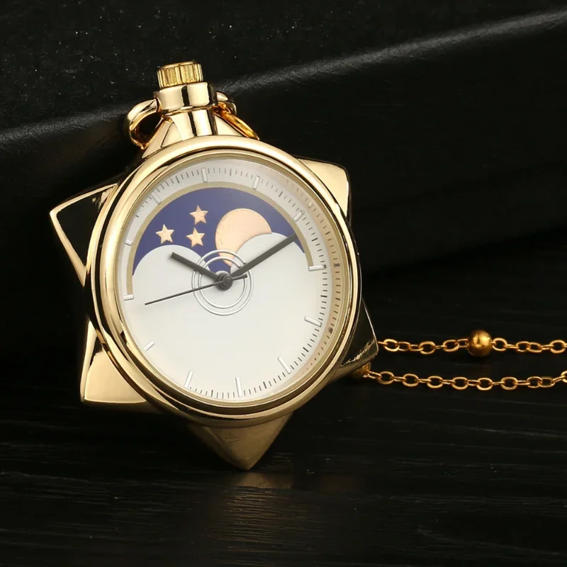 Anime Sailor Moon cuello encaje cristal estrella reloj de bolsillo colgante cuello encaje para colección de estudiantes niñas juguetes de regalo de cumpleaños