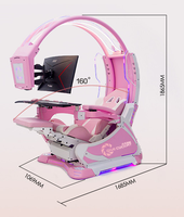 super Dream Pod zero gravity recline  tilting PC gaming racing chair gaming cockpit with speakers RGB LED support 1-2 screens