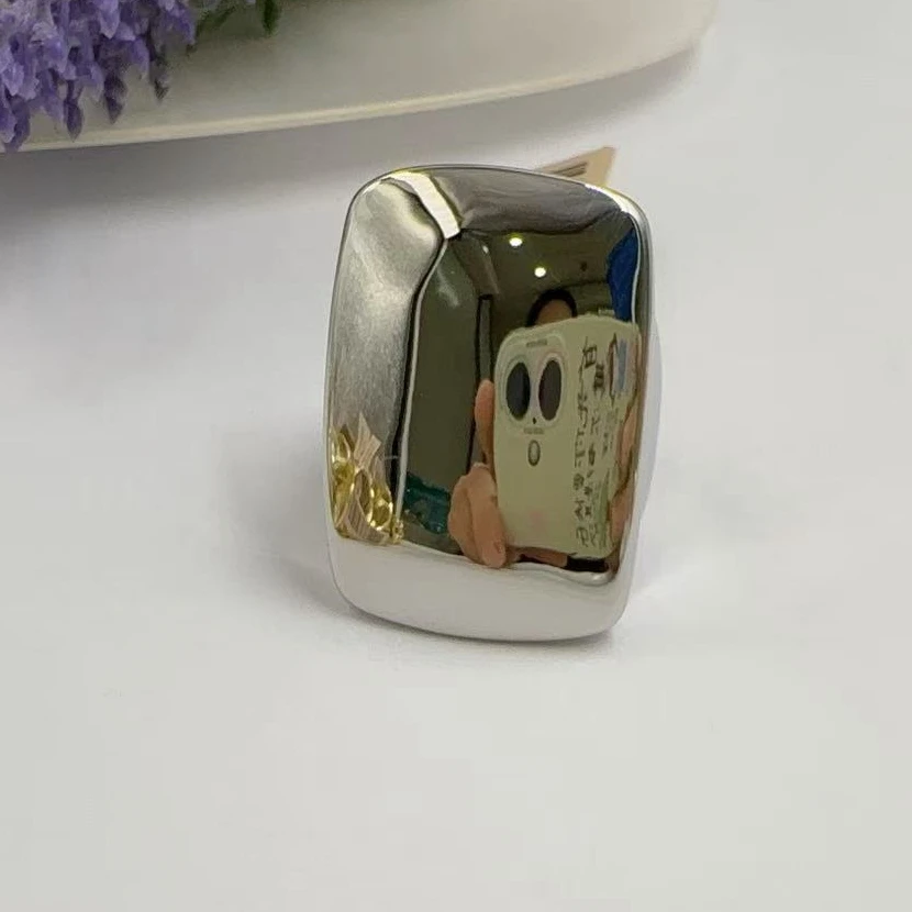 Assorted Chunky Statement Rings Oversized Stackable Gold Plated Silver-Tone Resin Pearl Teardrop Flower Trendy Jewelry For Women view 6