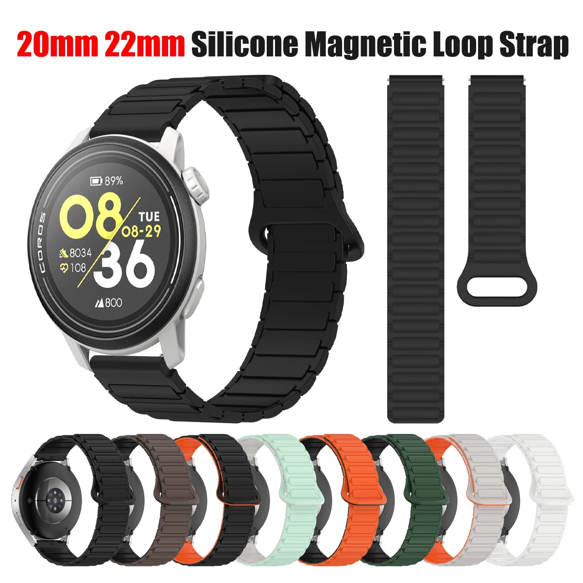 Магнитный ремешок 20 мм 22 мм для COROS PACE 3 2, ремешок-петля для COROS APEX 2/APEX 2/APEX 42 мм 46 мм, силиконовый браслет, спортивные аксессуары
