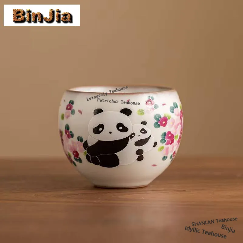 

100ml High End Lard Frozen Ru Kiln Teacup Cute Panda Dragon Egg Master Single Cup Chinese Personal Tea Bowl Mug Kung Fu Tea Set