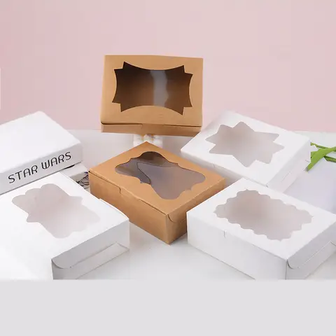 5/10/20/30pcs high quality white/brown multi-function gift box with transparent window, suitable for wedding and party gifts