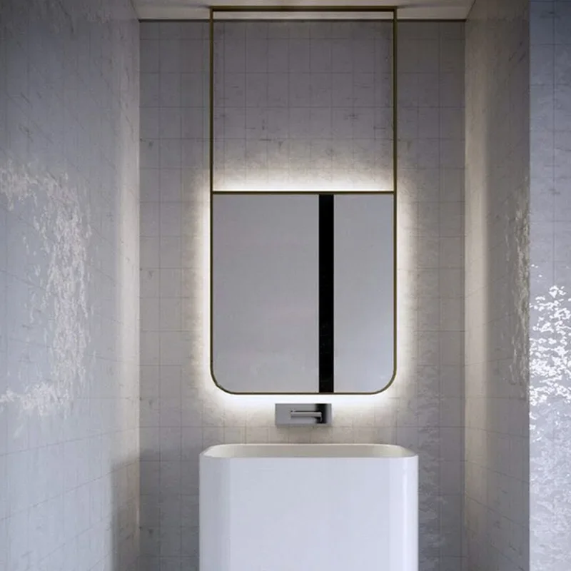 Rectangular Led Bathroom Mirror With Light Wall Hanging Mirror Light Fixtures Above Espejo Con Luz Mirror For Shower EB5BM