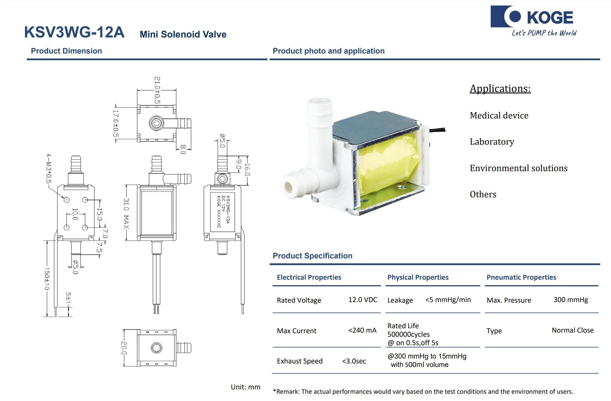 KSV3WG-12P DC 12V Mini Electric Solenoid Valve N/C Normally Closed Micro  Water Liquid Flow Control Valve