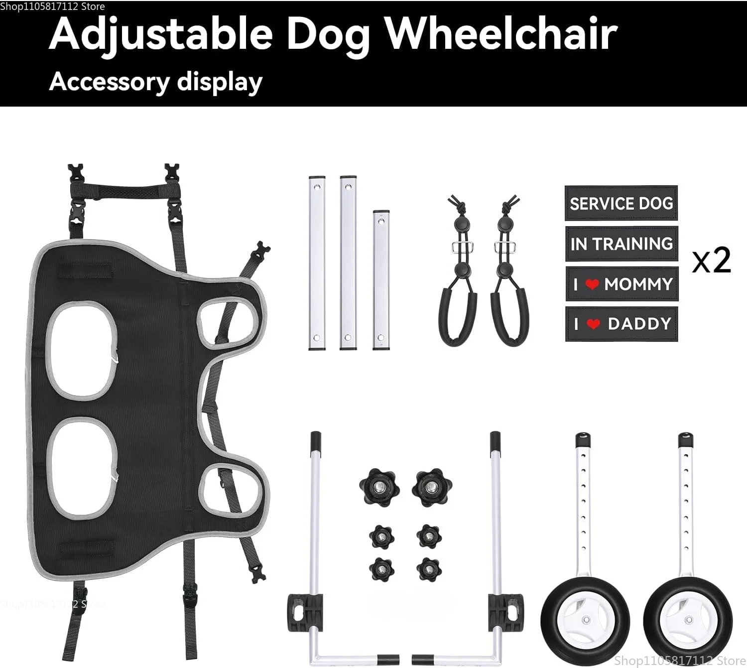 Now New Dog Wheelchair For Back Legs,Adjustable Lightweight Aluminum Profile Pet Wheel Chair Has Added Hand-Carrying Assistance