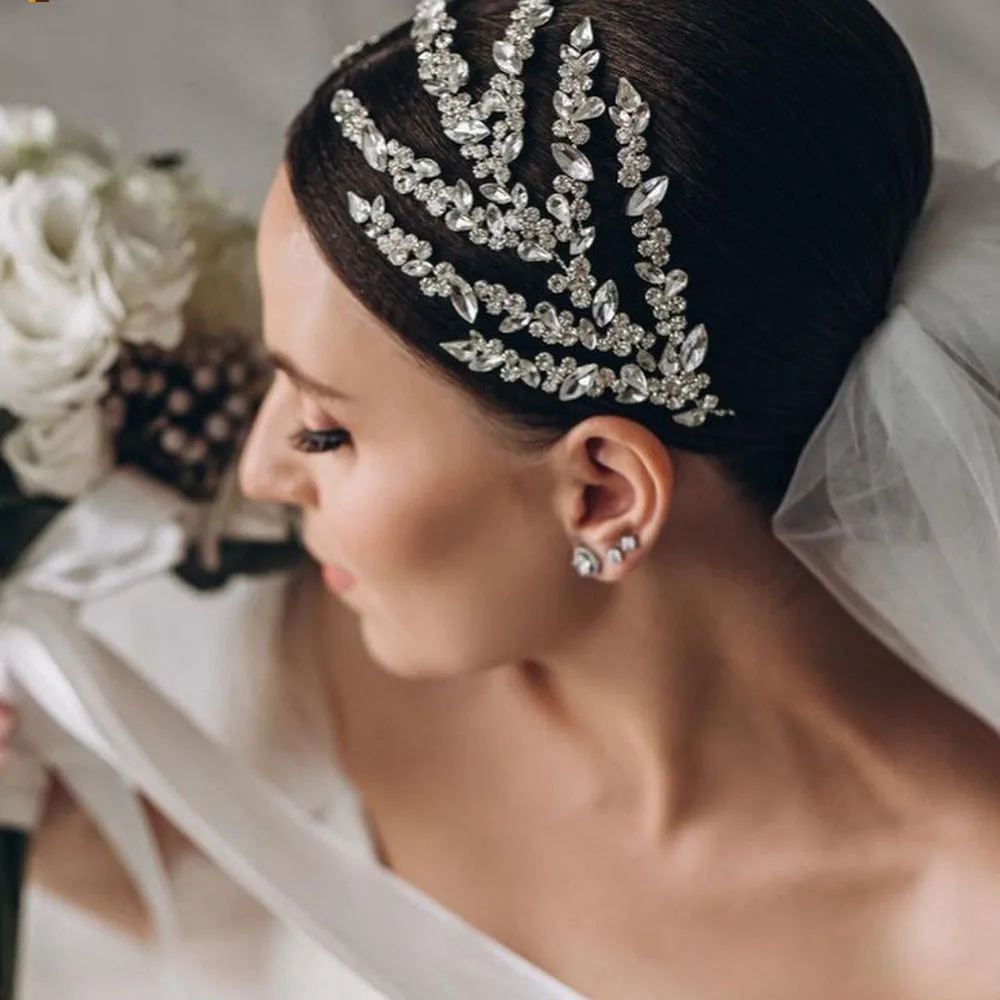 Bandeau brillant pour cheveux de mariée, pince à cheveux en strass, accessoires pour cheveux, bijoux en cristal