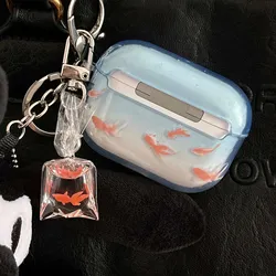Ins carp fish cute 3D pendant earphone case for apple airpods 3 2 pro 2nd 1 wireless bluetooth charging box cover