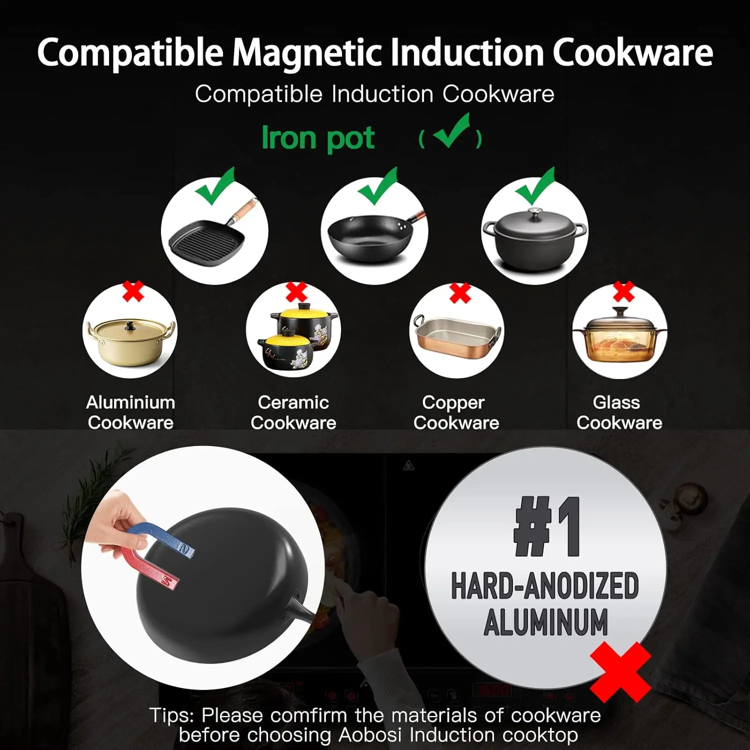 1800w 2 Induction Burner with 10 Temperature 9 Power Settings