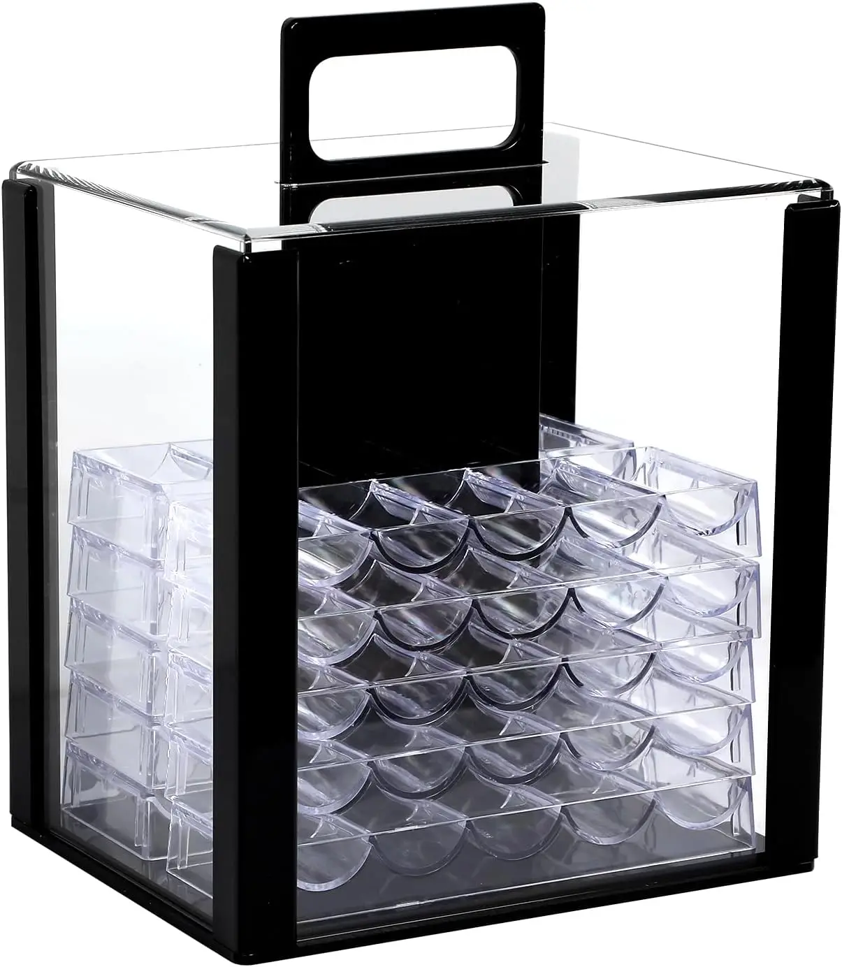 1000pcs  Acrylic Poker Chip Case Including 10 Poker Chip Holder Poker Chip Display Case for Standard Size Chips