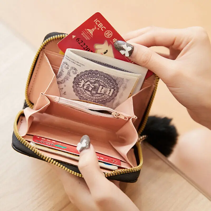 Women Small Leather Wallet Credit Card Holder Bag Zipper Money Bags Girls Coin Purse Small Wallets