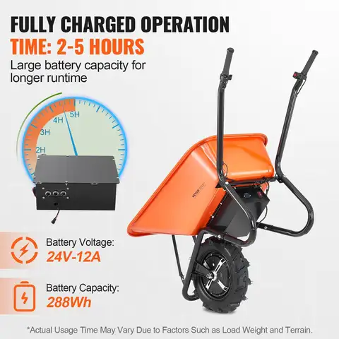 Electric Wheelbarrow Garden Dump Cart Heavy Duty All-Terrain Utility Yard Rolling Wagon Trolley Cart For Compost Soil Farm Tools