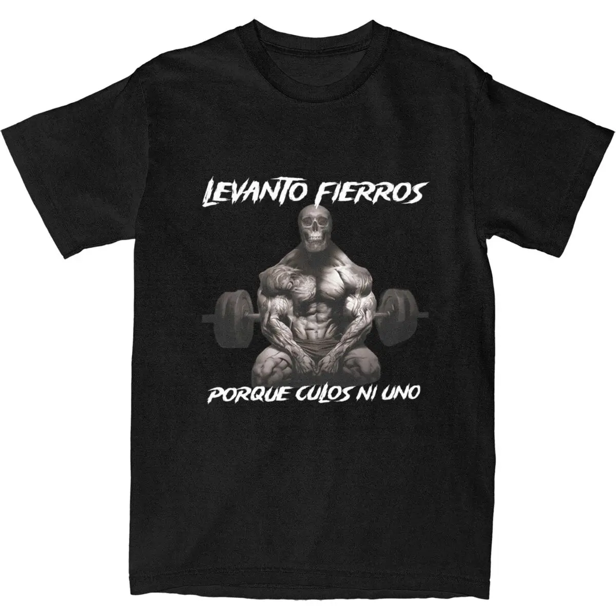 Levanto Fierros Porque Culos Ni Unor T Shirt Men Gym Skeleton Vintage Cotton T Shirts Summer Fashion Tee Shirt Plus Size Tops