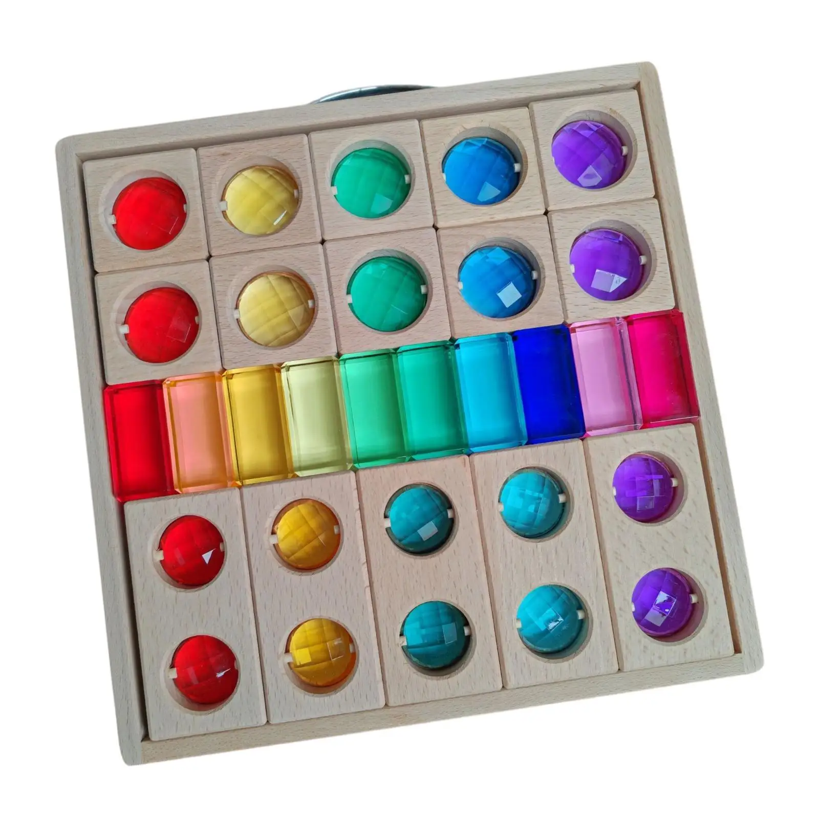 Rainbow Acrylic Wooden Cubes Stacking Blocks Toy for Children Educational Gem Building Set with Storage Box for Boys Girls
