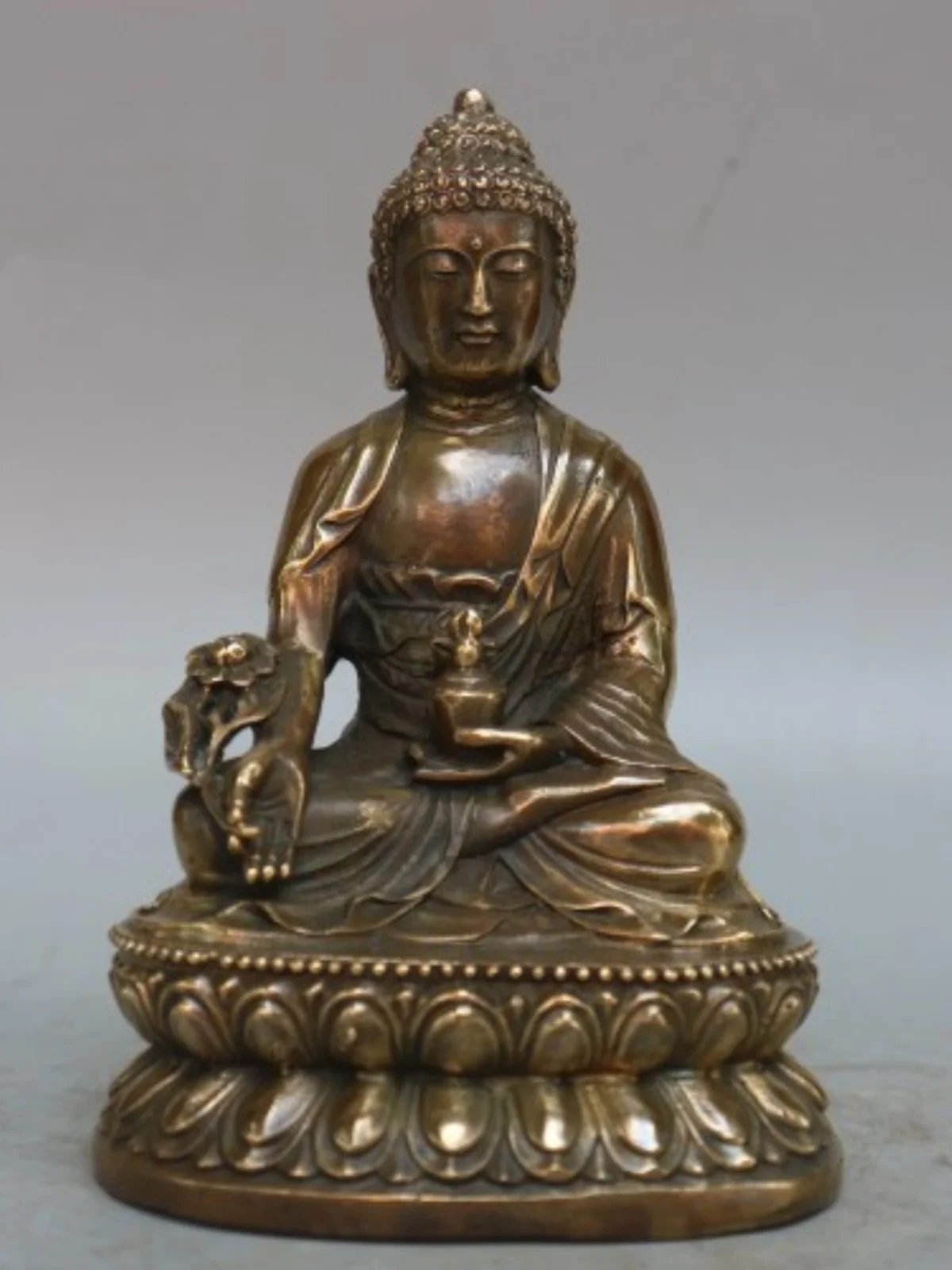 

Antiques and Antiques Collection: Pure Copper Buddha Ancestor Handheld Items, Secret Medicine Buddha Small Pendant Bronze Ware,