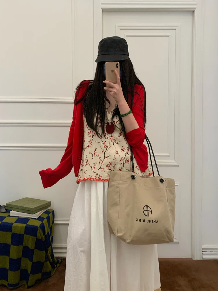 

EOS LA MODE Sweet Sle Doll irt Ne Hanging Design Small Plum Blossom Pattern Cotton 00% Women's Vest Top Summer 2025