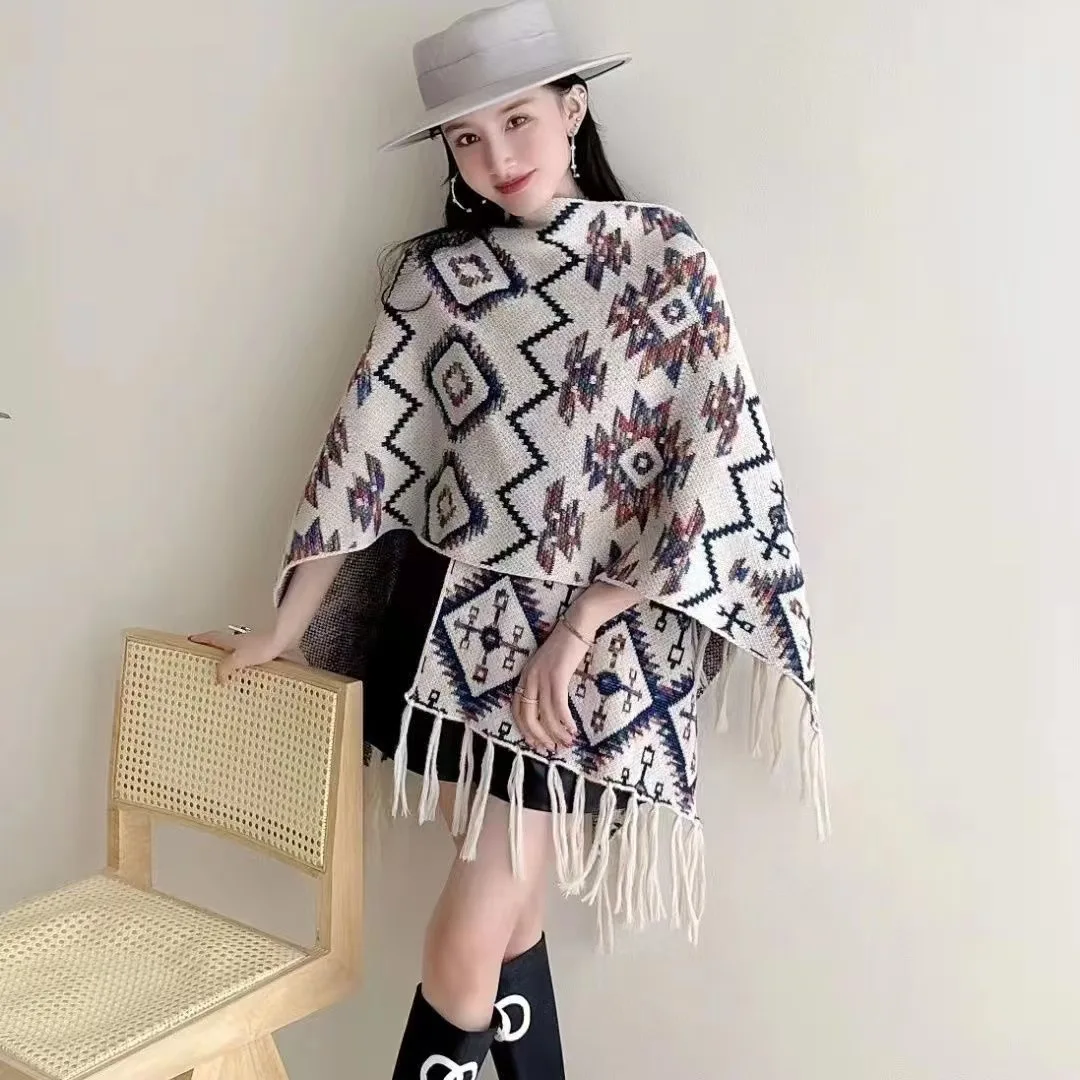 

New Outwear Shawl Poncho Prorsum Pashmere Scarf Leopard Print Poncho Women Cape and Poncho Tassel Blanket Cloak Poncho Cape