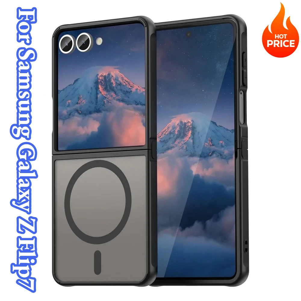 Business Hybrid Slim Matte Magnetische Hülle für Samsung Galaxy Z Flip 8 7 TPU+PC Armor Kabelloses Laden Durchsichtige Schutzhülle