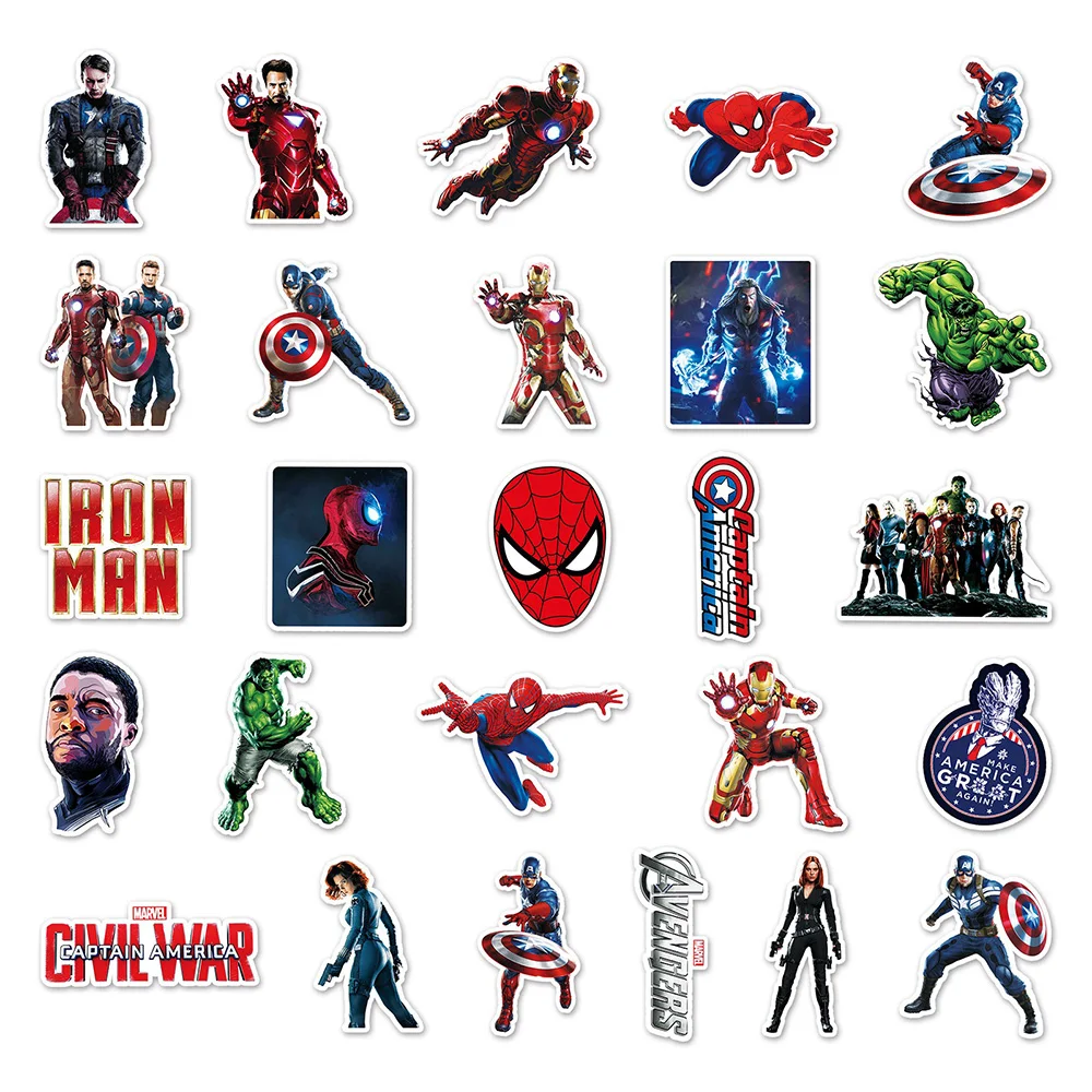 10/30/52PCS Disney Marvel The Avengers Super Hero Cartoon Stickers Graffiti Decals DIY Laptop Car Bike Toy Sticker For Kids Gift