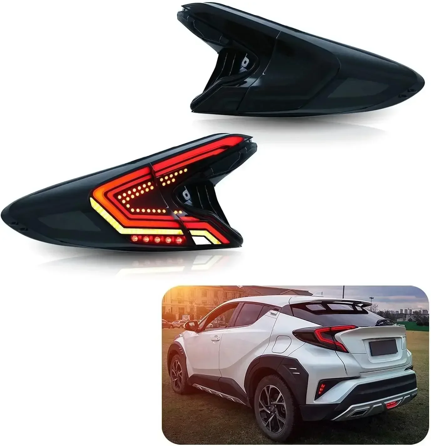 LED Tail Lights For Toyota C-HR 2018 - 2022 Start-Up Animation Blackout Rear Lamp Assembly