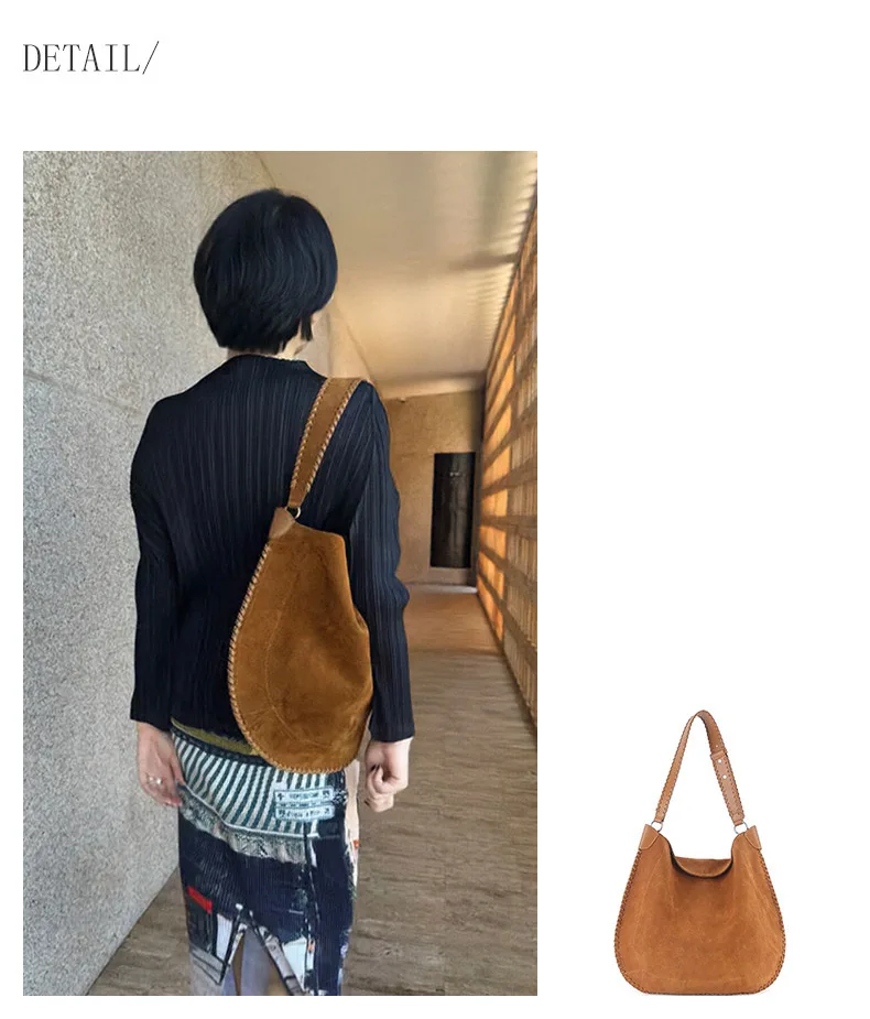 

2024 Saddle Bag Women's Single Shoulder Crossbody Bag Wide Shoulder Strap Suede Bag Suede Premium High Capacity Commuter