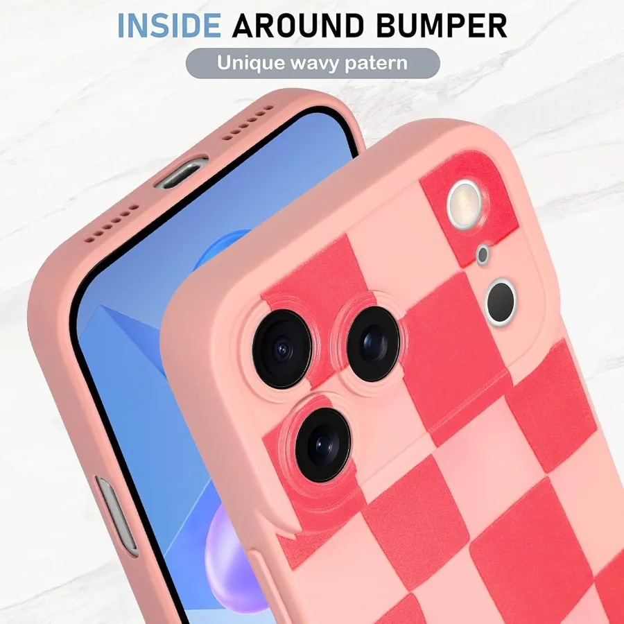 متوافق مع حافظة iPhone 17 Pro 2025 من السيليكون بنمط لطيف متقلب للفتيات والنساء - غطاء هاتف نحيف ناعم وردي