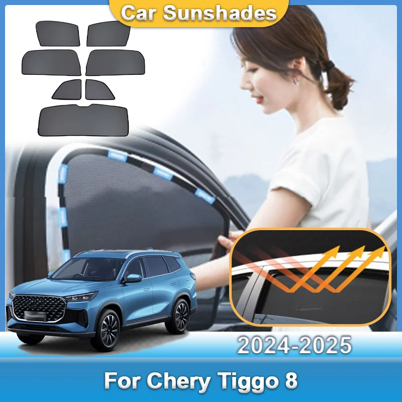 Car Mesh Sun Visor For Chery Tiggo 8 Pro Max 2024 2025 Export Version Windshield Cover Curtain UV Blocking Sunshade Accessories