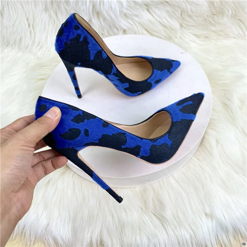 KeShangJia Zebra stripes Pattern Women Green Pointy Toe High Heel Shoes Unique Design Sexy Slip On Stiletto Pumps