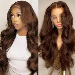 Chocolate Brown 13x4 Lace Front Human Hair Wig Body Wave Dark Brown 13x6 HD Lace Frontal Wig 4x4 for Women