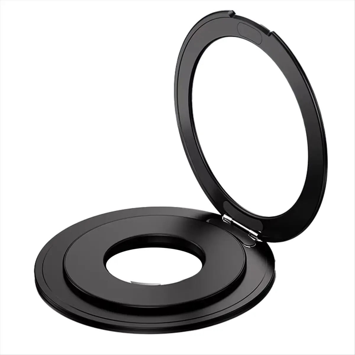 A10I 360 ° Rotation Metal Strong Magnetic Suction Rotating Folding Ring Phone Holder Universal Tablet Desktop Stand Black