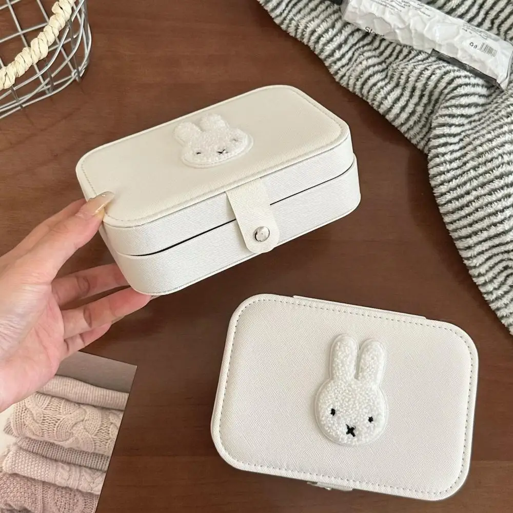 Cute Miffy Rabbit Jewelry Box for Girls Portable Compartments for Jewelry Storage Earrings Rings and Necklaces Storage Box