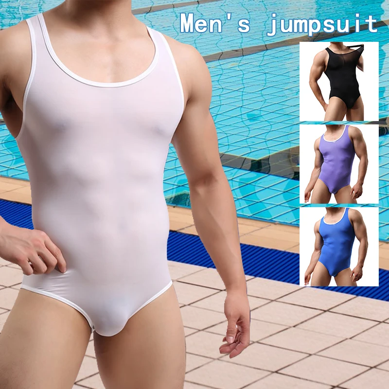 

Solid Color Underwear Men Bodysuits Jockstrap Stretchy One-Piece Swimsuits Leotard High Cut Wrestling Singlet Leotard Bodysuit