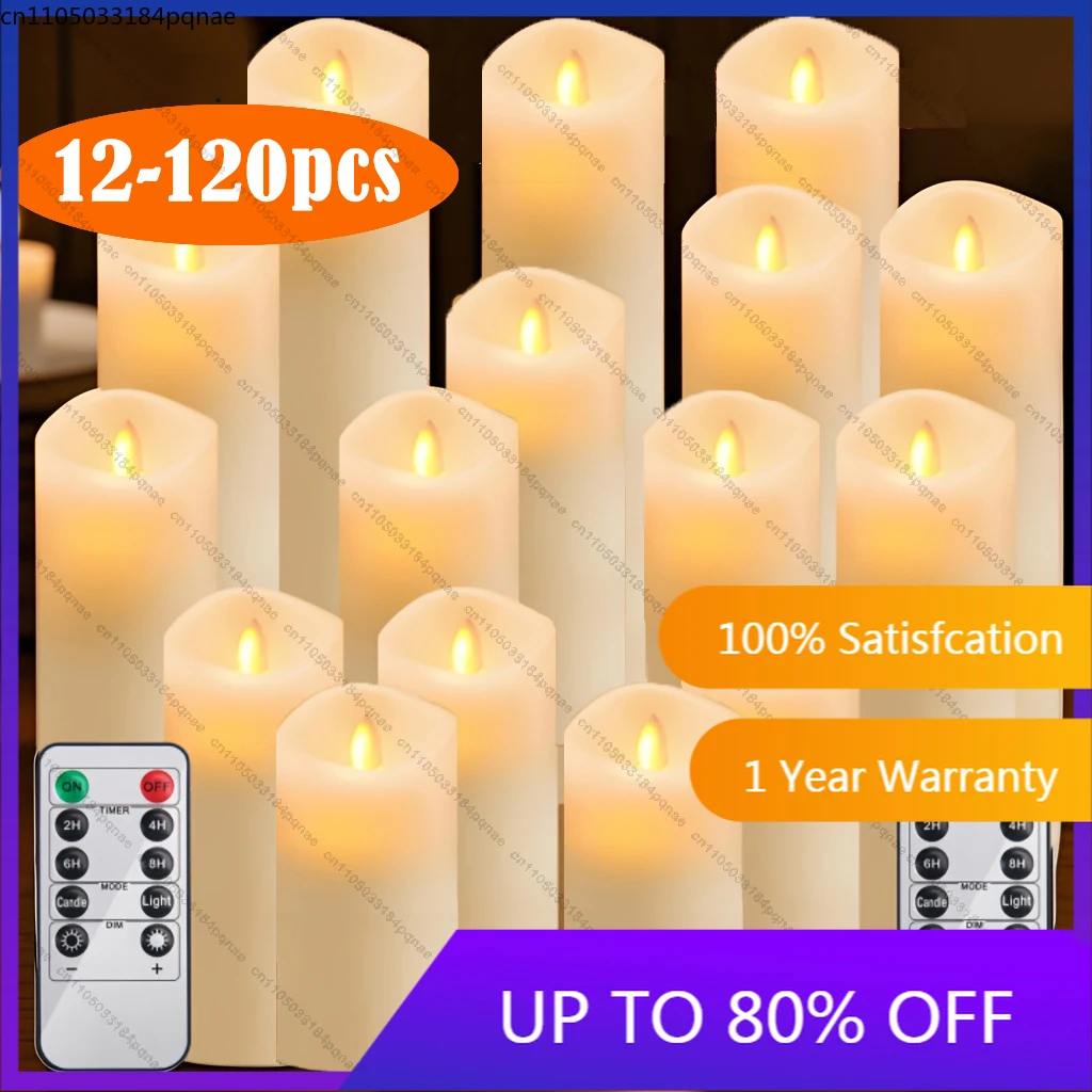 10-120pcs LED Flickering Candles Wedding Flameless Candle Without Fire Battery Operated Candle with Timer for Party Outdoor