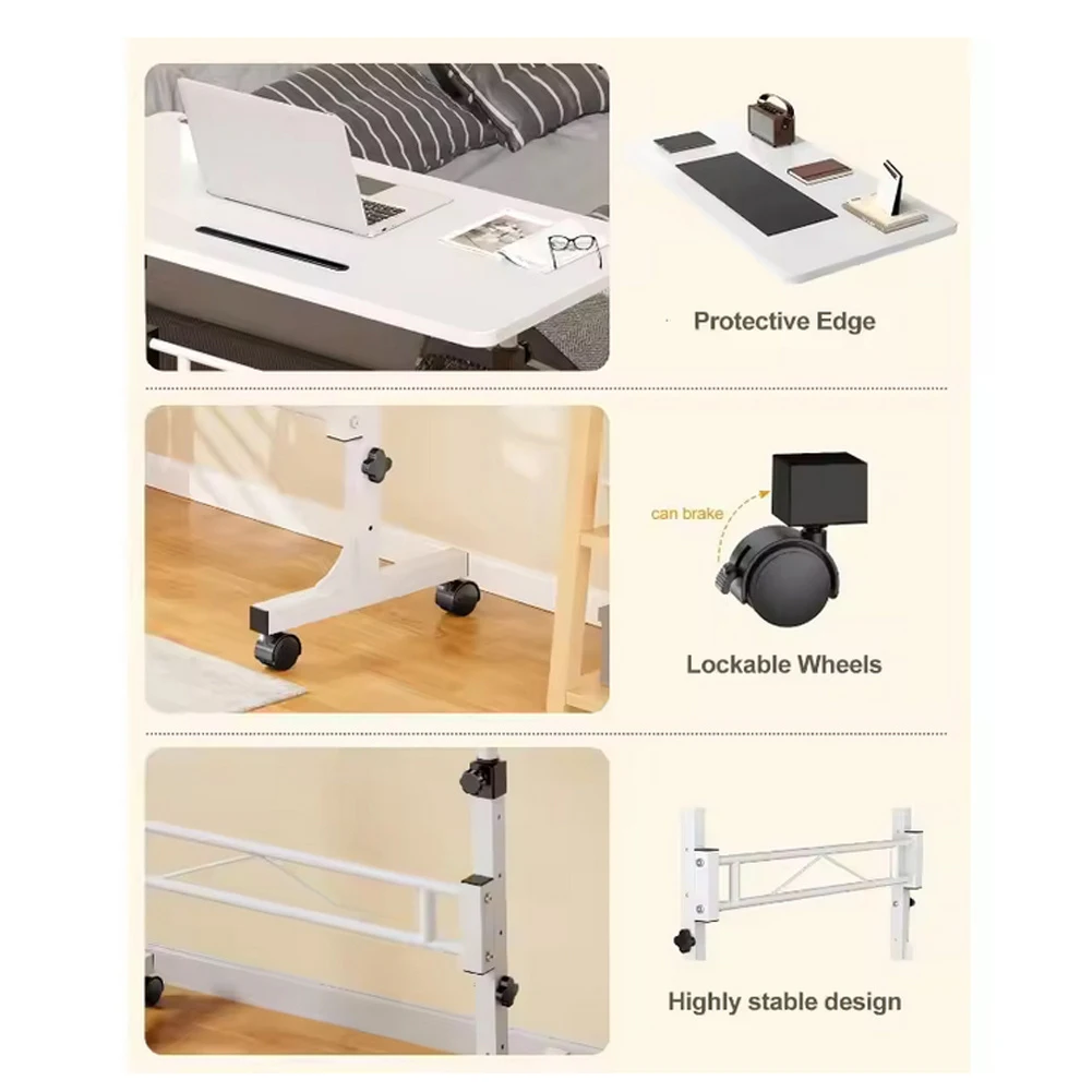 Small Mobile Standing Desk, Adjustable Height Mobile Stand Up Desk With Wheels, 32Inches Portable Rolling Desk Small Computer