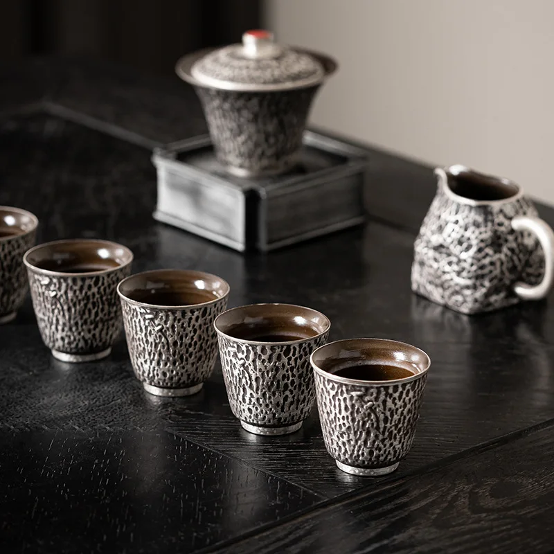 Japanese Manual Silver Curium Nail Cup Creative Household Ceramic Kung Fu Tea Cup Master Cup Sample Tea Cup