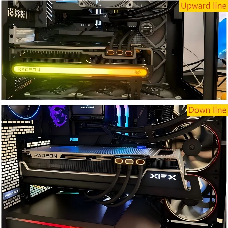 AIJS GPU 8PIN verlengkabel, grafische kaart ARGB PC-kabel met 5V 3-pins, 18AWG 90 °   Rechthoekig ontwerp, man-naar-vrouw connector