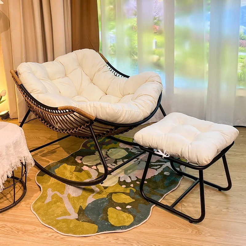 كرسي هزاز مريح كبير الحجم للترفيه وسادة من القماش الناعم لغرفة المعيشة والحديقة وغرفة النوم كرسي هزاز مزدوج كرسي #1