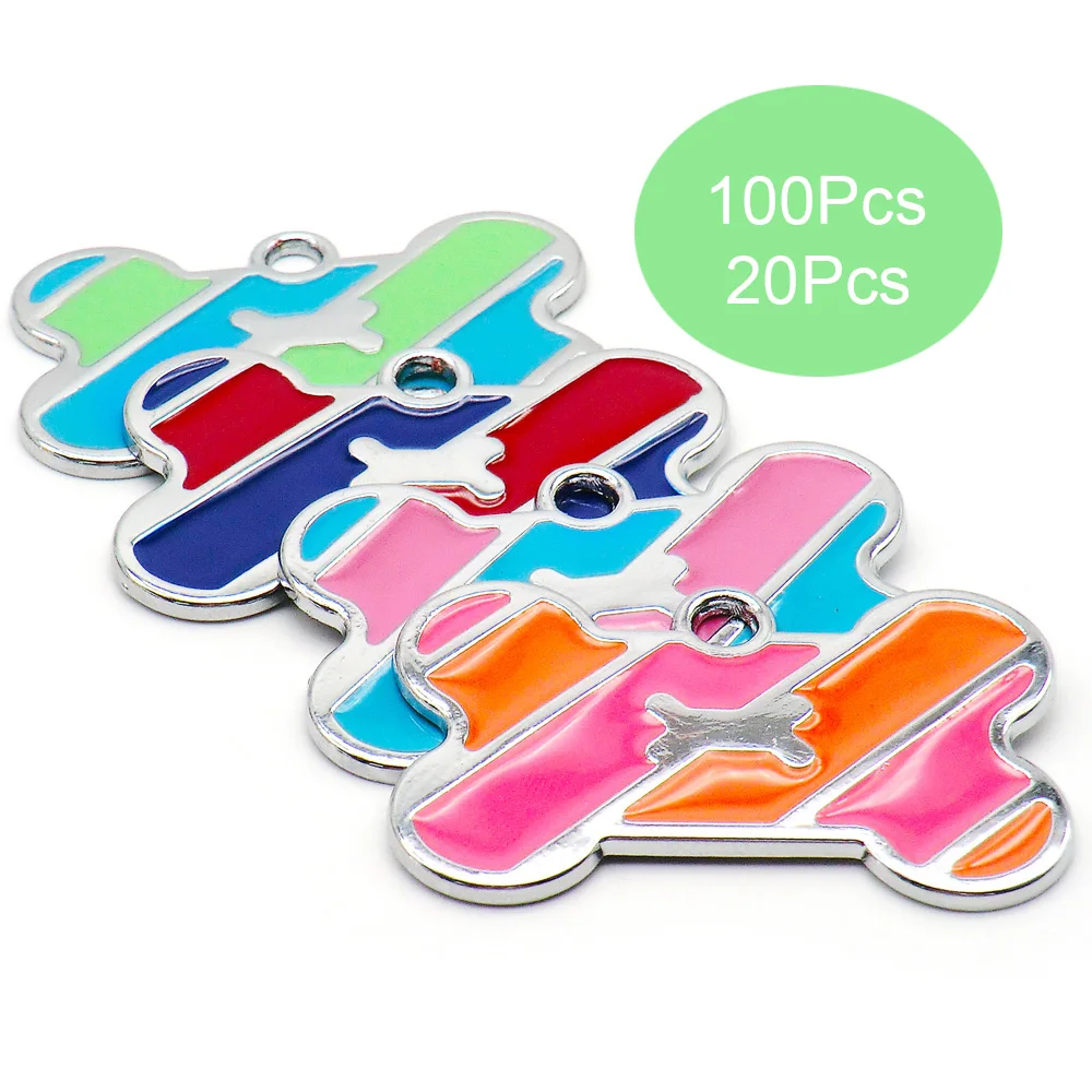 Wholesale 100/20Pcs  Dog Tag Custom Pet Bone Name Tags Dog Collar Accessories Anti-lost Puppy Nameplate Tag