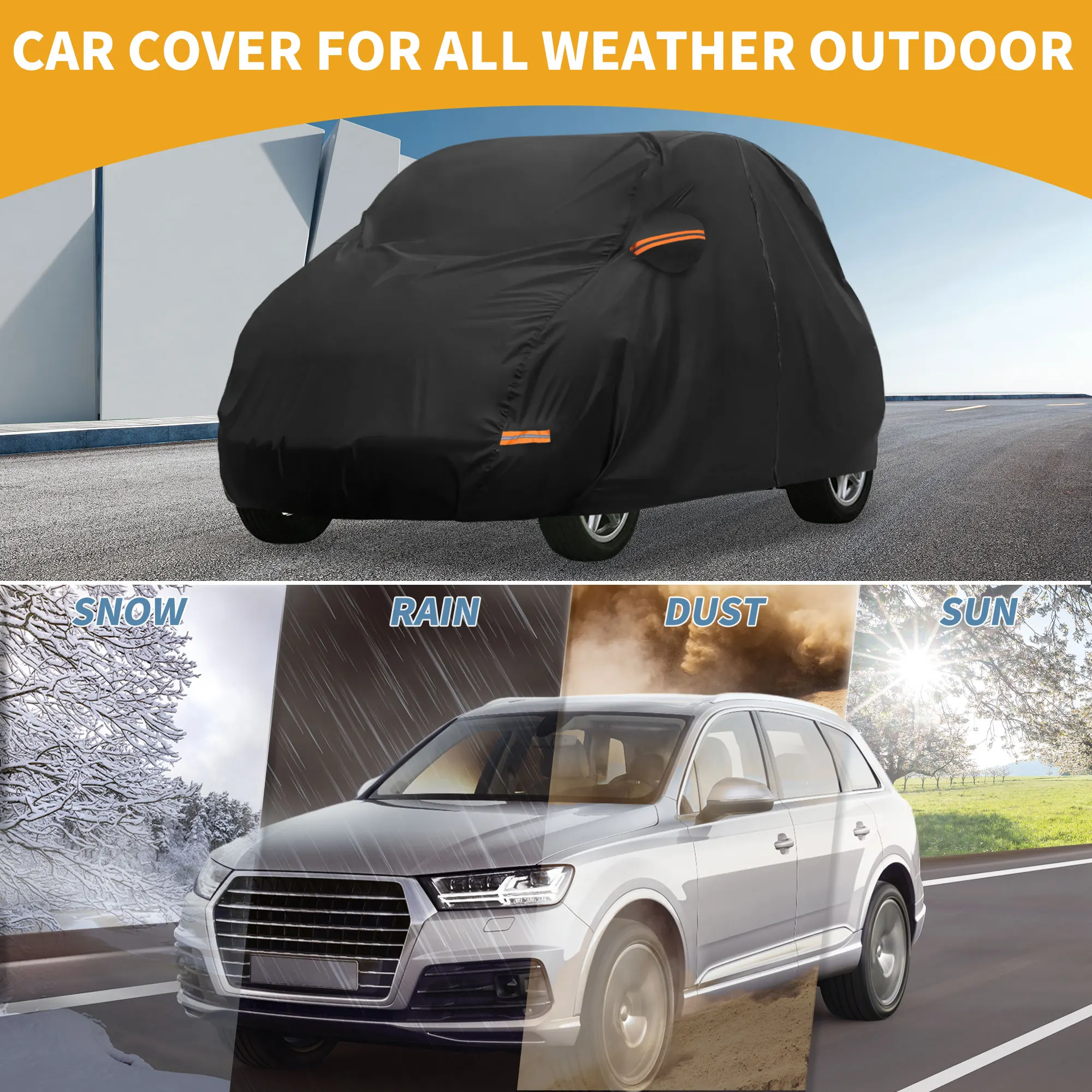 

Uxcell Car Cover All Weather for Smart Fortwo 2007-2019 Black 190T-Pu with Left Zipper