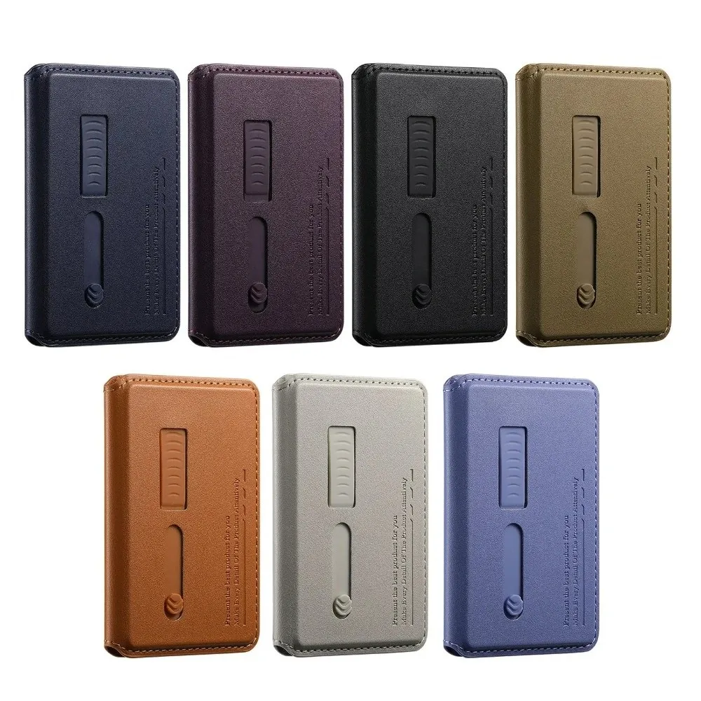 

Hidden Strap Magnetic Wallet Card Holder PU Leather Ultra-Thin Finger Ring Bracket 2 IN 1 for iPhone 17 16 15 14 13 12