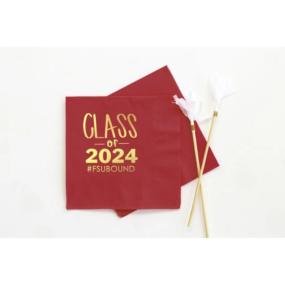 

50 Personalized Graduation Napkins Class of 2024 Napkins Graduation Party Decorations Personalized Beverage Napkins Grad Party