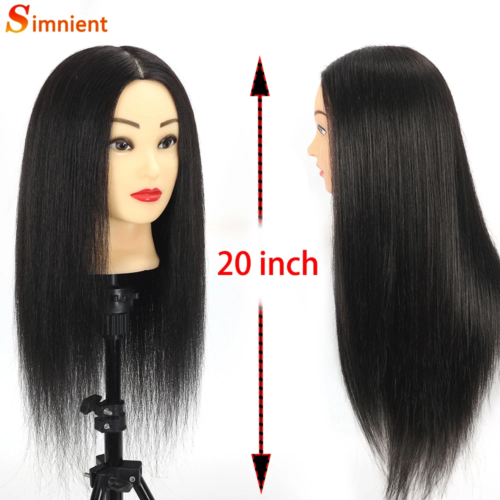 Simnient 100%Human Hair Mannequin Heads With For Hair Training Styling Solon Hairdresser Dummy Doll Heads For Practice Hairstyle