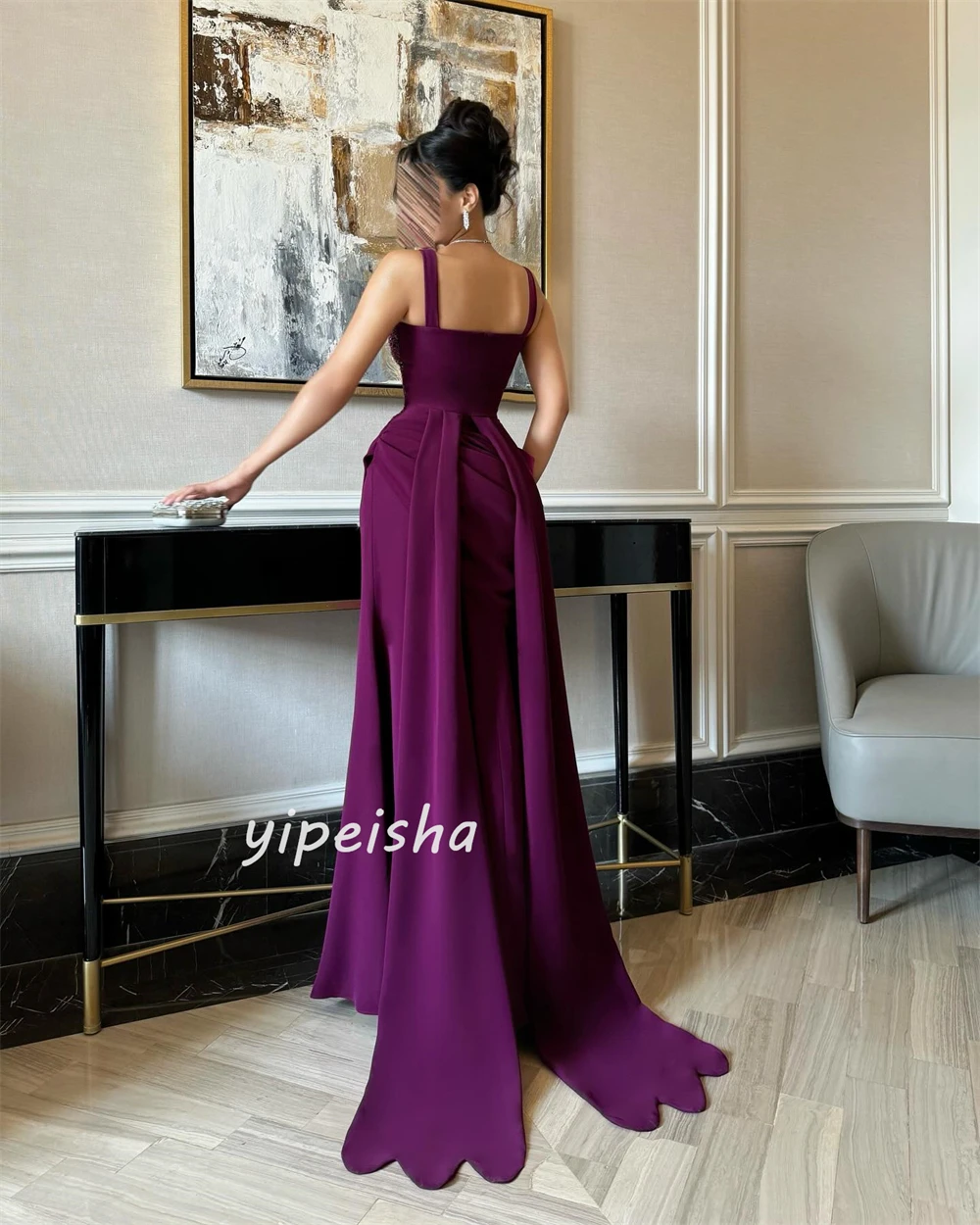 Customized High Quality Sparkle Jersey Rhinestone Beading Mermaid Spaghetti strap Long Dresses Bespoke Occasion Dresses Matching